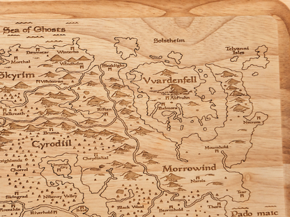 Tamriel Map Elder Scrolls inspired Rectangular Chopping Board