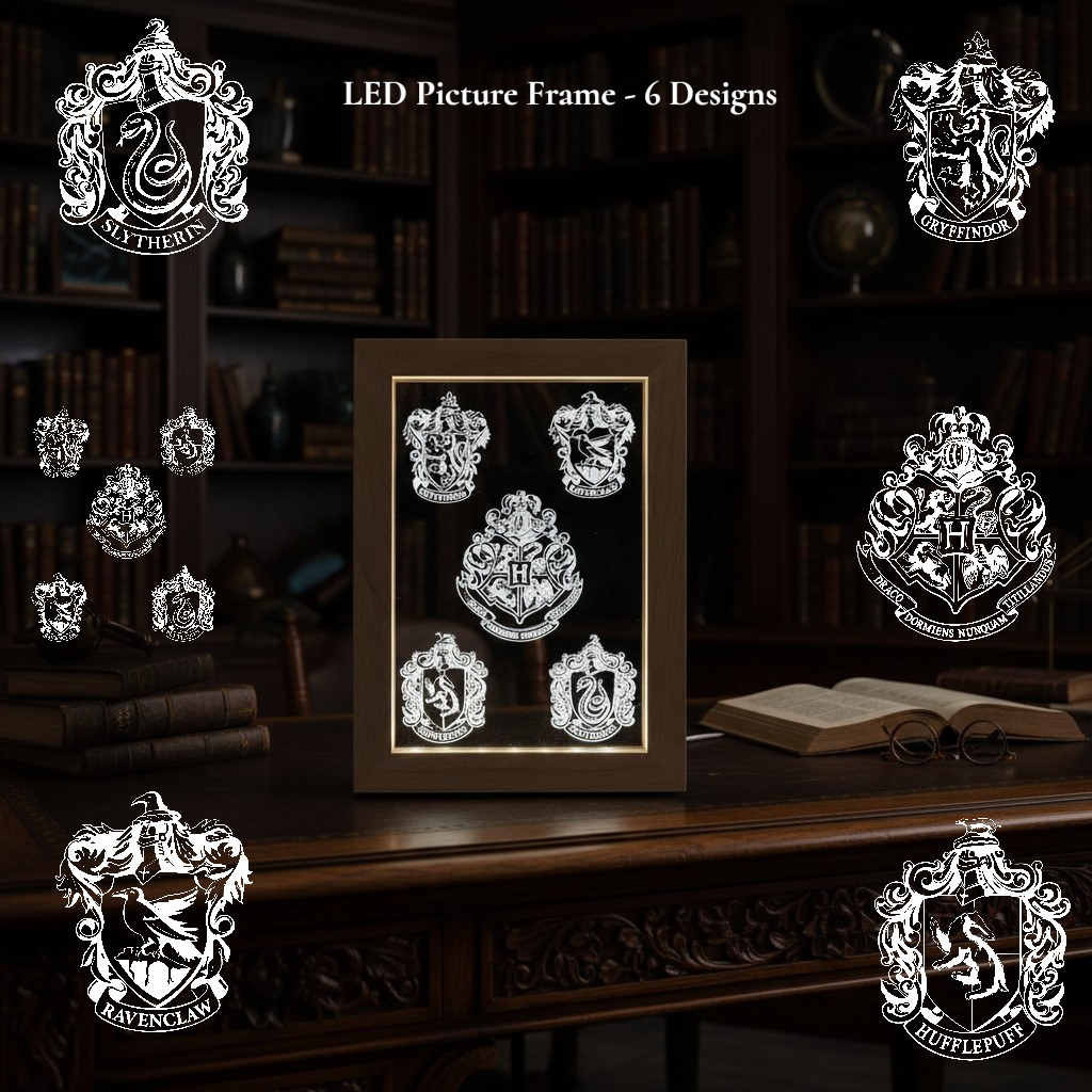 LED Picture Frame - Harry Potter inspired - House Shields