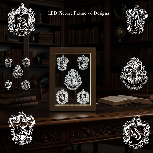 LED Picture Frame - Harry Potter inspired - House Shields