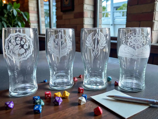Engraved DnD Character  Pint Glasses choose from 12 designs