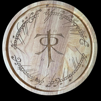 Lord of the Rings inspired Tolkien Monogram Round Chopping Board.