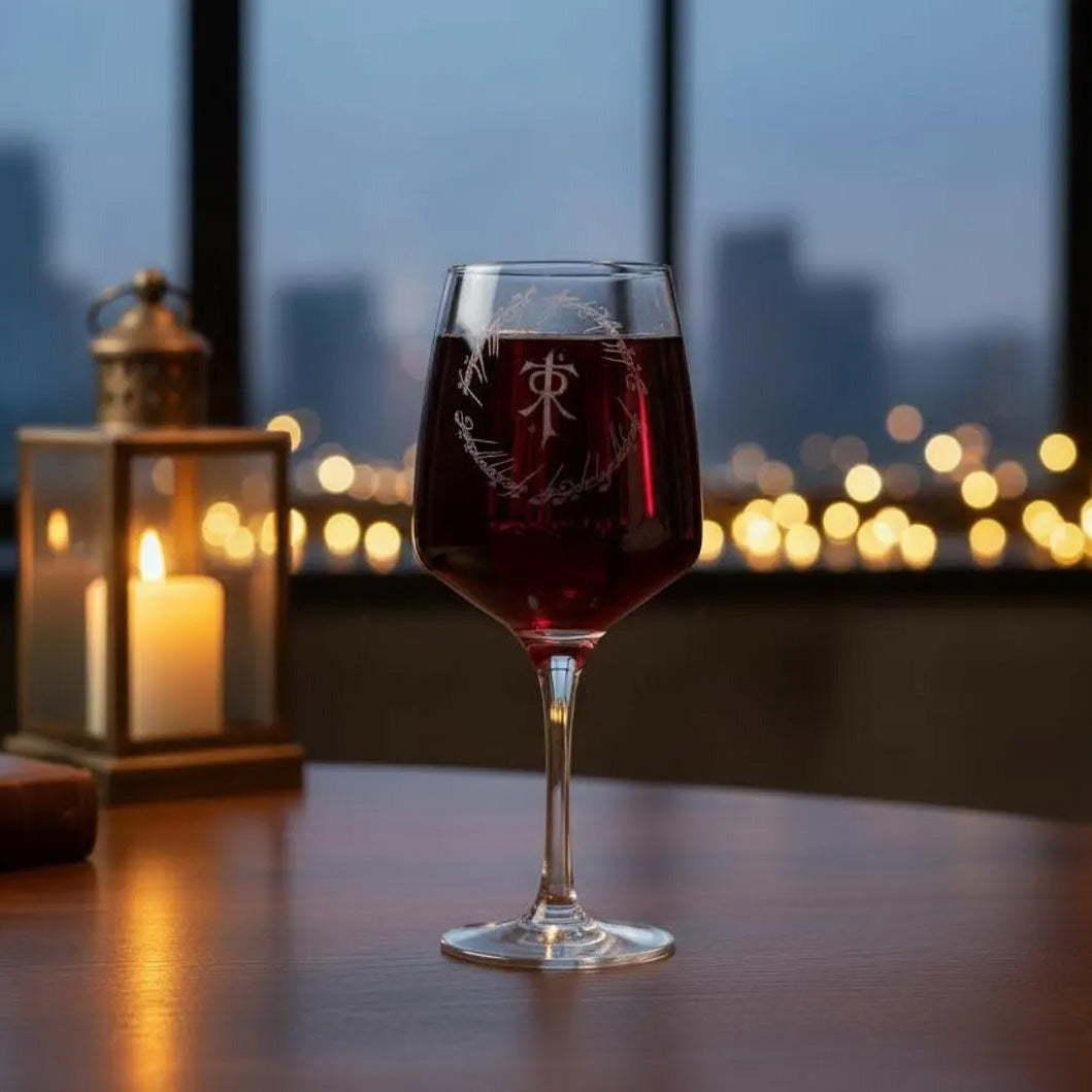 Personalised - Engraved LotR inspired Wine glass - choose from 6 designs