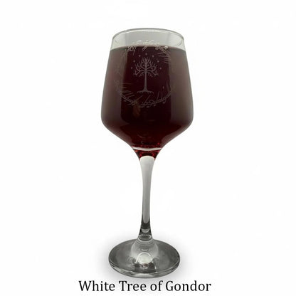 Personalised - Engraved LotR inspired Wine glass - choose from 6 designs