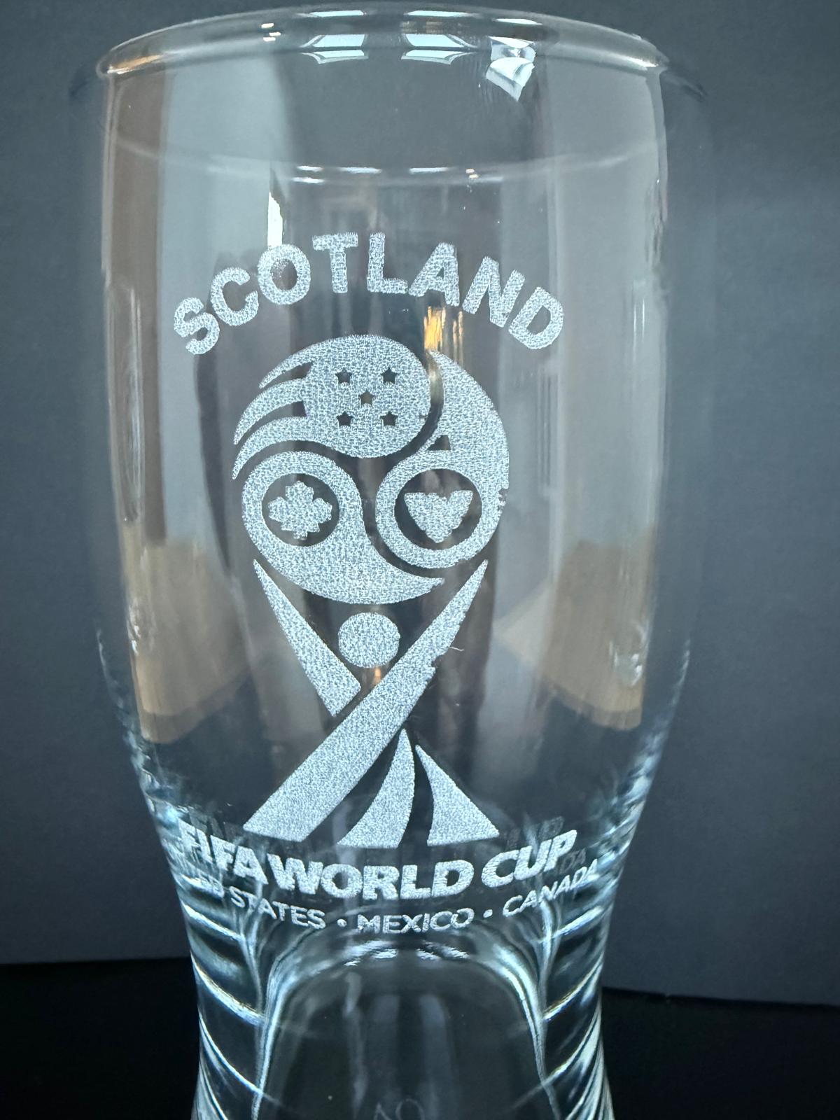 Scotland Football World Cup 2026 engraved pint glass - Choice of 3 designs.