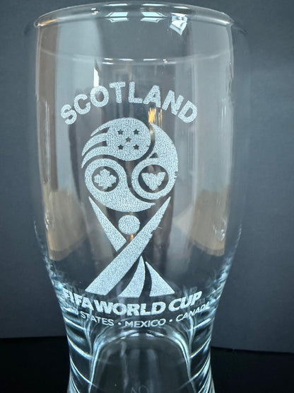 Scotland Football World Cup 2026 engraved pint glass - Choice of 3 designs.