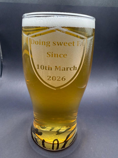 Personalised - Engraved Retirement Pint Glass - Presentation Box