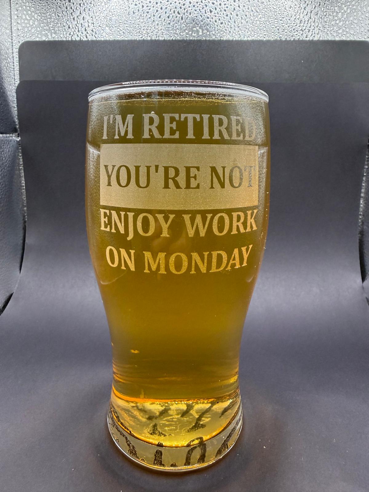Personalised - Engraved Retirement Pint Glass - Presentation Box