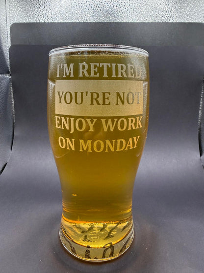 Personalised - Engraved Retirement Pint Glass - Presentation Box