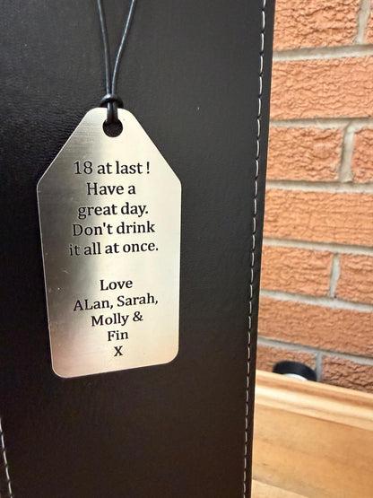 Personalised - Faux Leather Bottle Gift Bag - Acrylic Gift Tag - Any Occasion