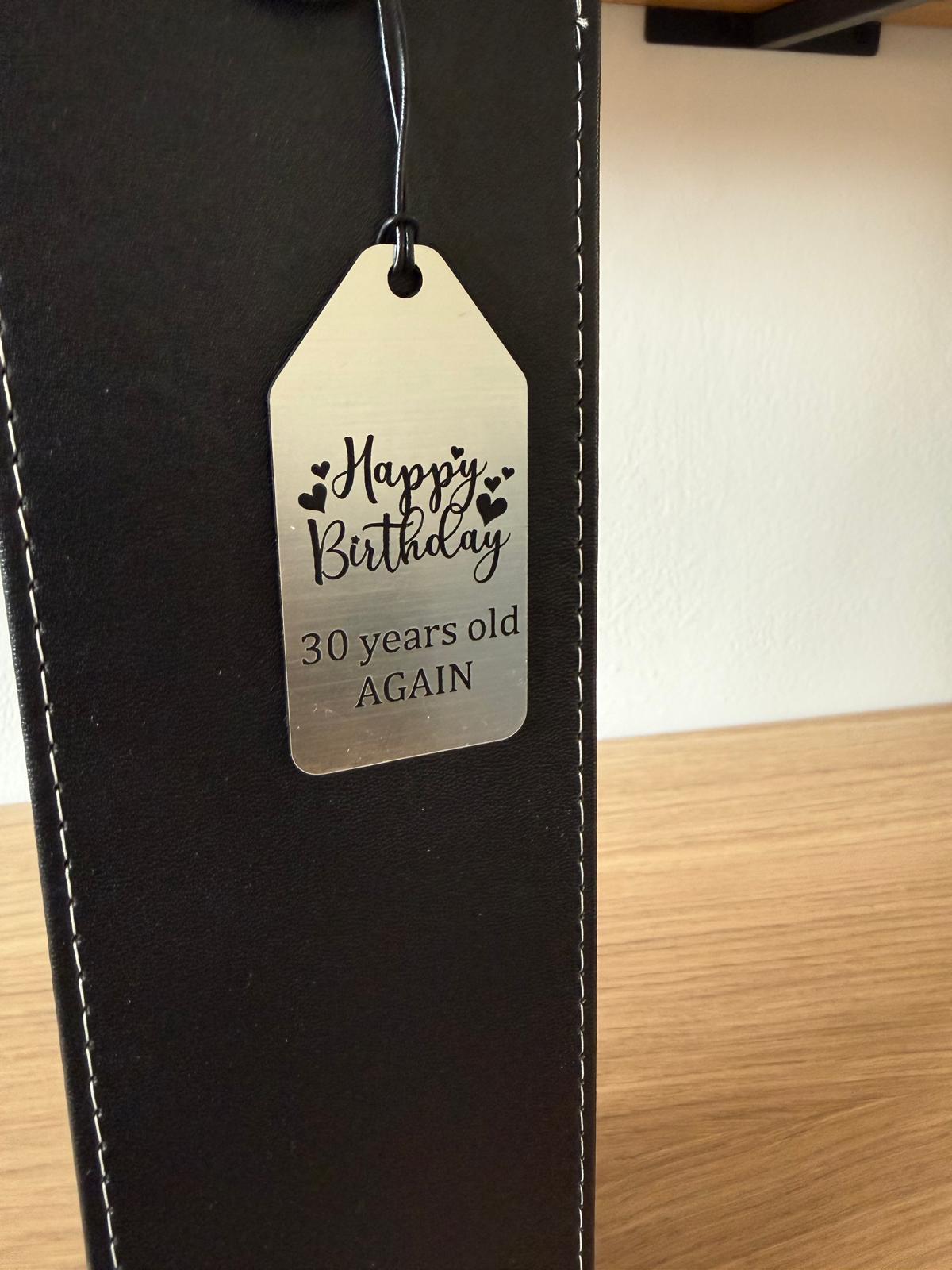 Personalised - Faux Leather Bottle Gift Bag - Acrylic Gift Tag - Any Occasion