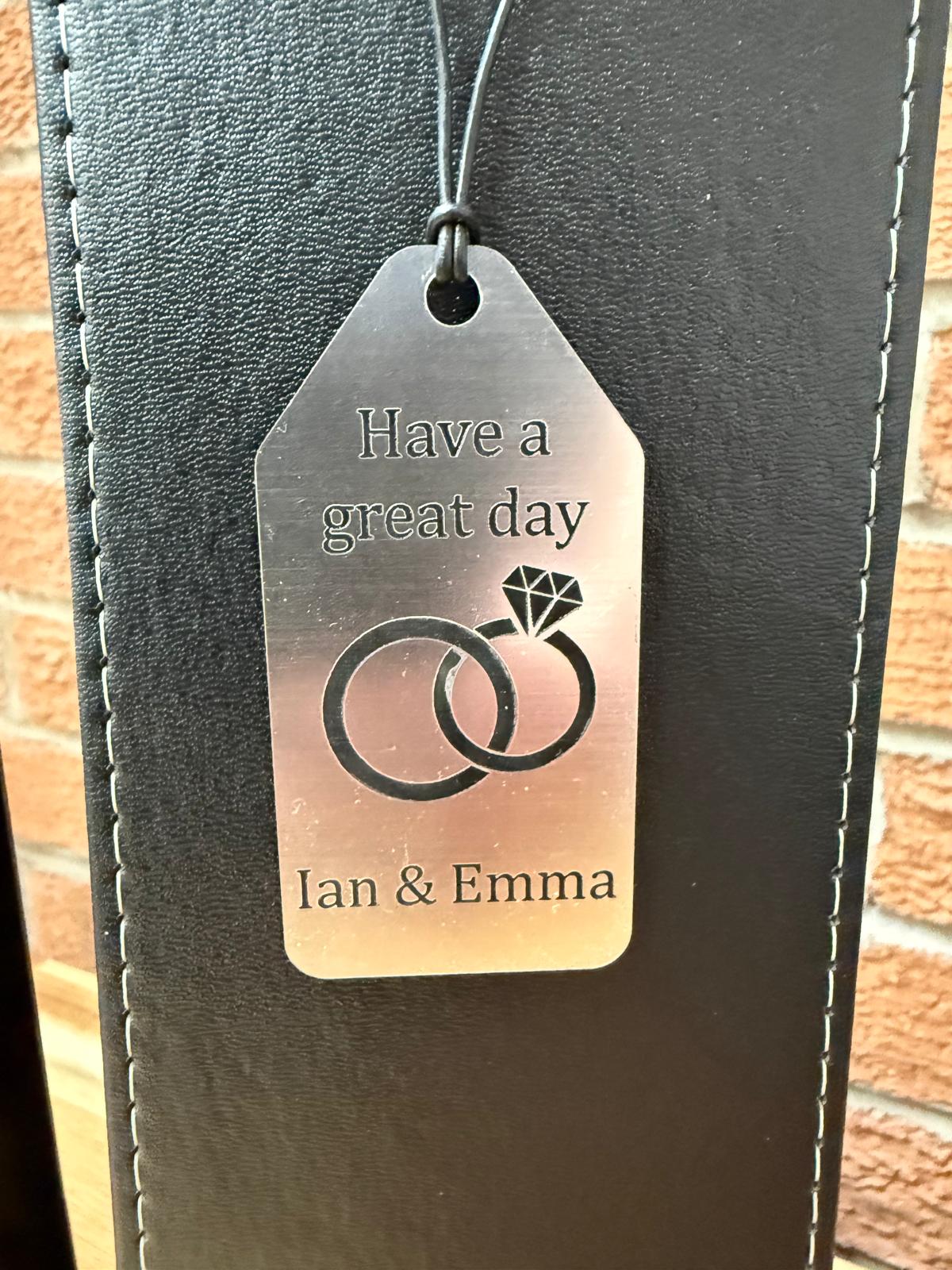 Personalised - Faux Leather Bottle Gift Bag - Acrylic Gift Tag - Any Occasion