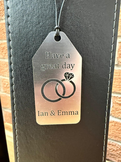 Personalised - Faux Leather Bottle Gift Bag - Acrylic Gift Tag - Any Occasion