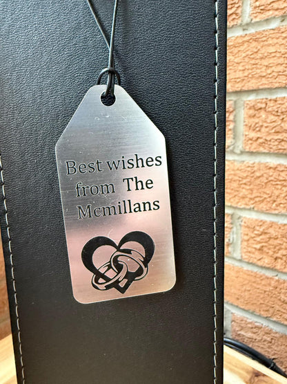 Personalised - Faux Leather Bottle Gift Bag - Acrylic Gift Tag - Any Occasion
