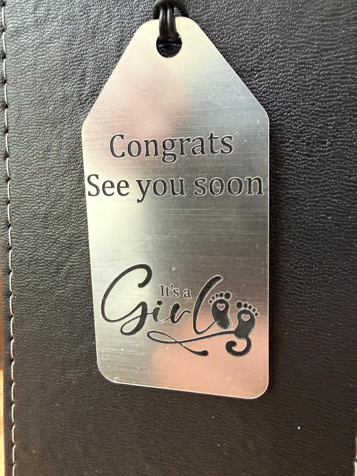 Personalised - Faux Leather Bottle Gift Bag - Acrylic Gift Tag - Any Occasion