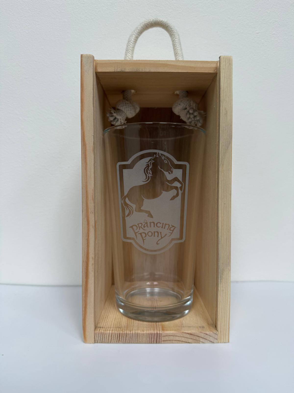 Prancing Pony - Engraved Pint Glass - Presentation Box