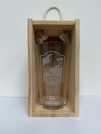 Prancing Pony - Engraved Pint Glass - Presentation Box