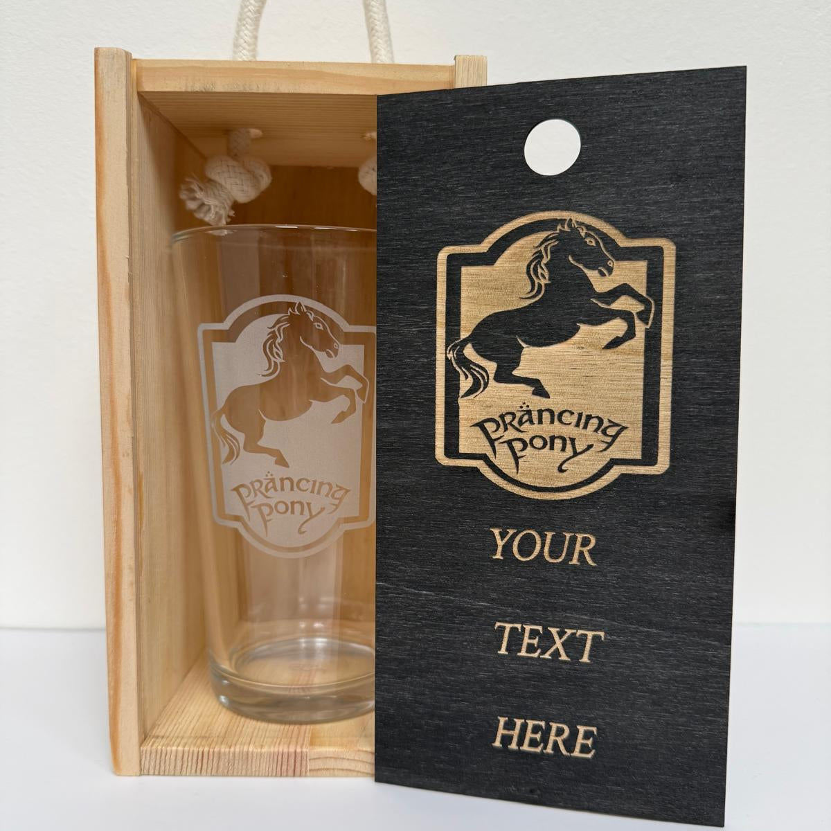 Prancing Pony - Engraved Pint Glass - Presentation Box