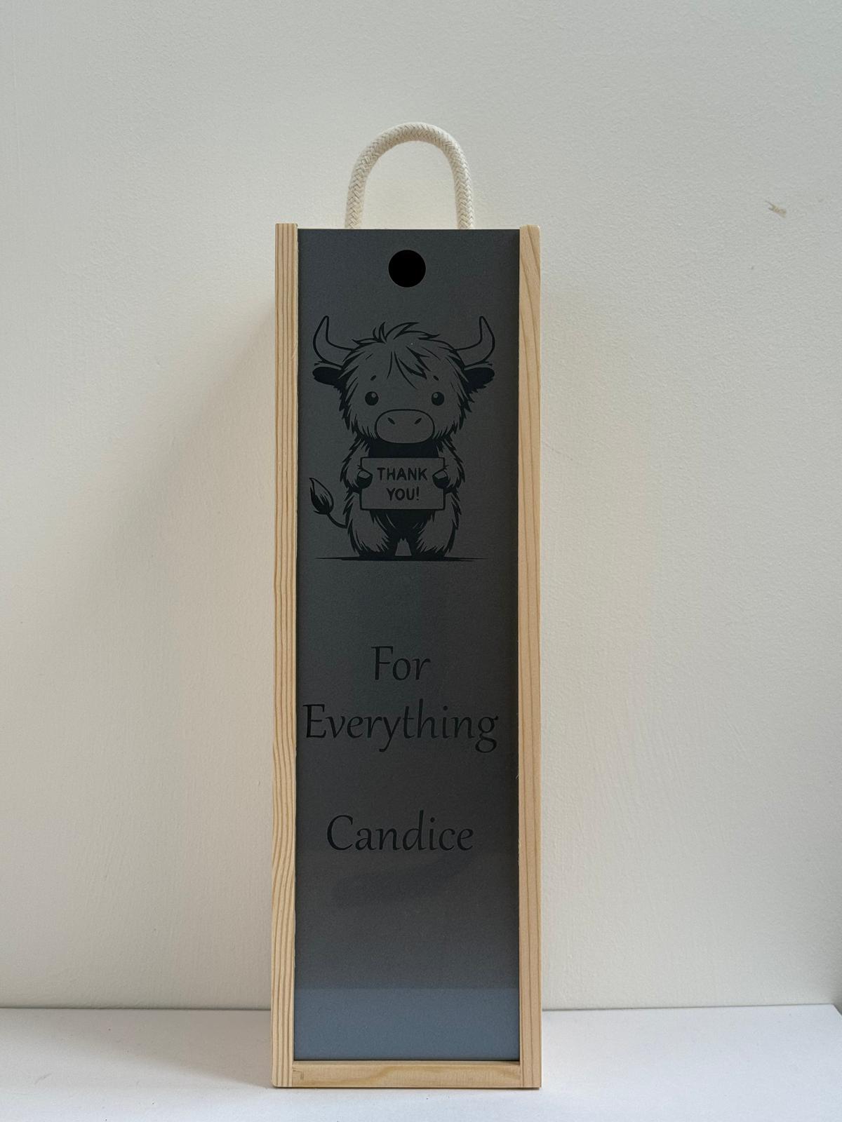 Special Occasions - Personalise - Bespoke Bottle Box - Choose from 10 Designs - 6 Colours - Wood and Acrylic