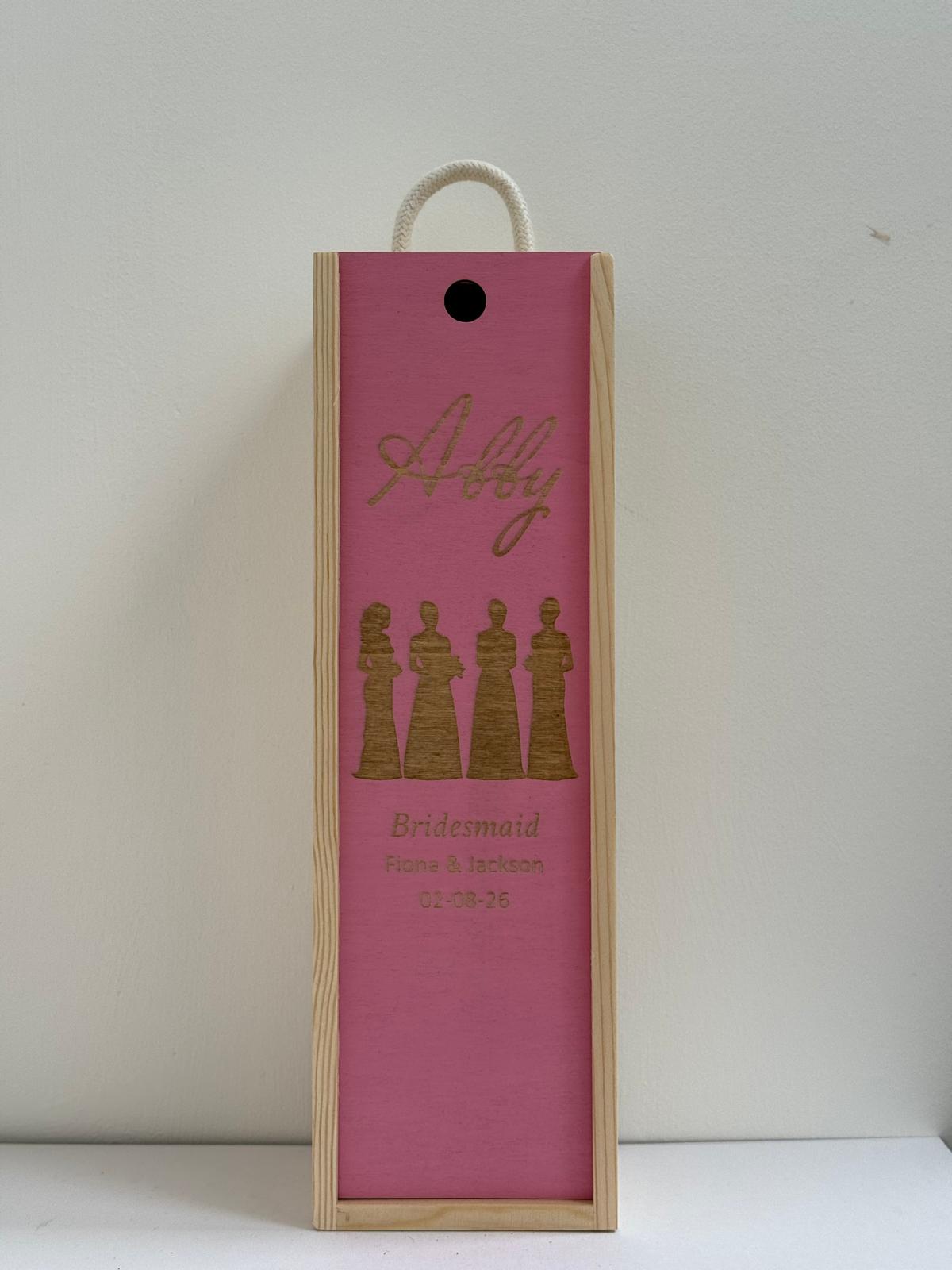 Wedding Gift and Favour - Personalise - Bespoke Bottle Box - Choose from 14 Designs - 6 Colours - Wood and Acrylic