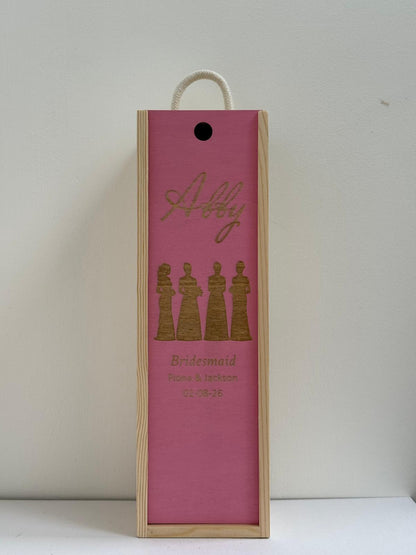 Wedding Gift and Favour - Personalise - Bespoke Bottle Box - Choose from 14 Designs - 6 Colours - Wood and Acrylic