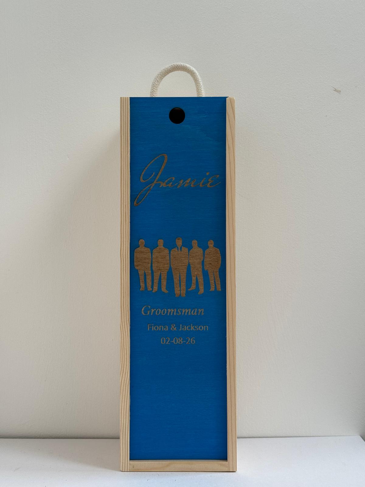 Wedding Gift and Favour - Personalise - Bespoke Bottle Box - Choose from 14 Designs - 6 Colours - Wood and Acrylic