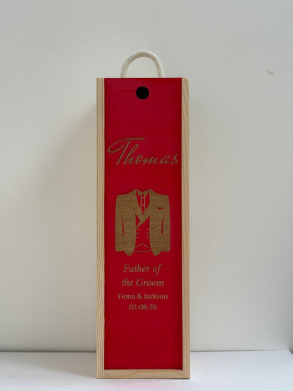 Wedding Gift and Favour - Personalise - Bespoke Bottle Box - Choose from 14 Designs - 6 Colours - Wood and Acrylic