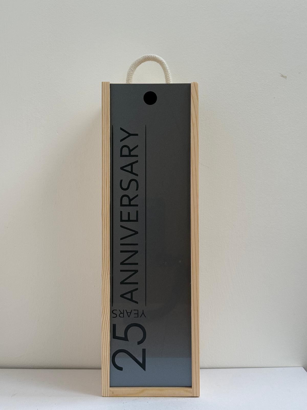 Anniversary - Personalise - Bespoke Bottle Box - Choose from 10 Designs - 6 Colours - Wood and Acrylic