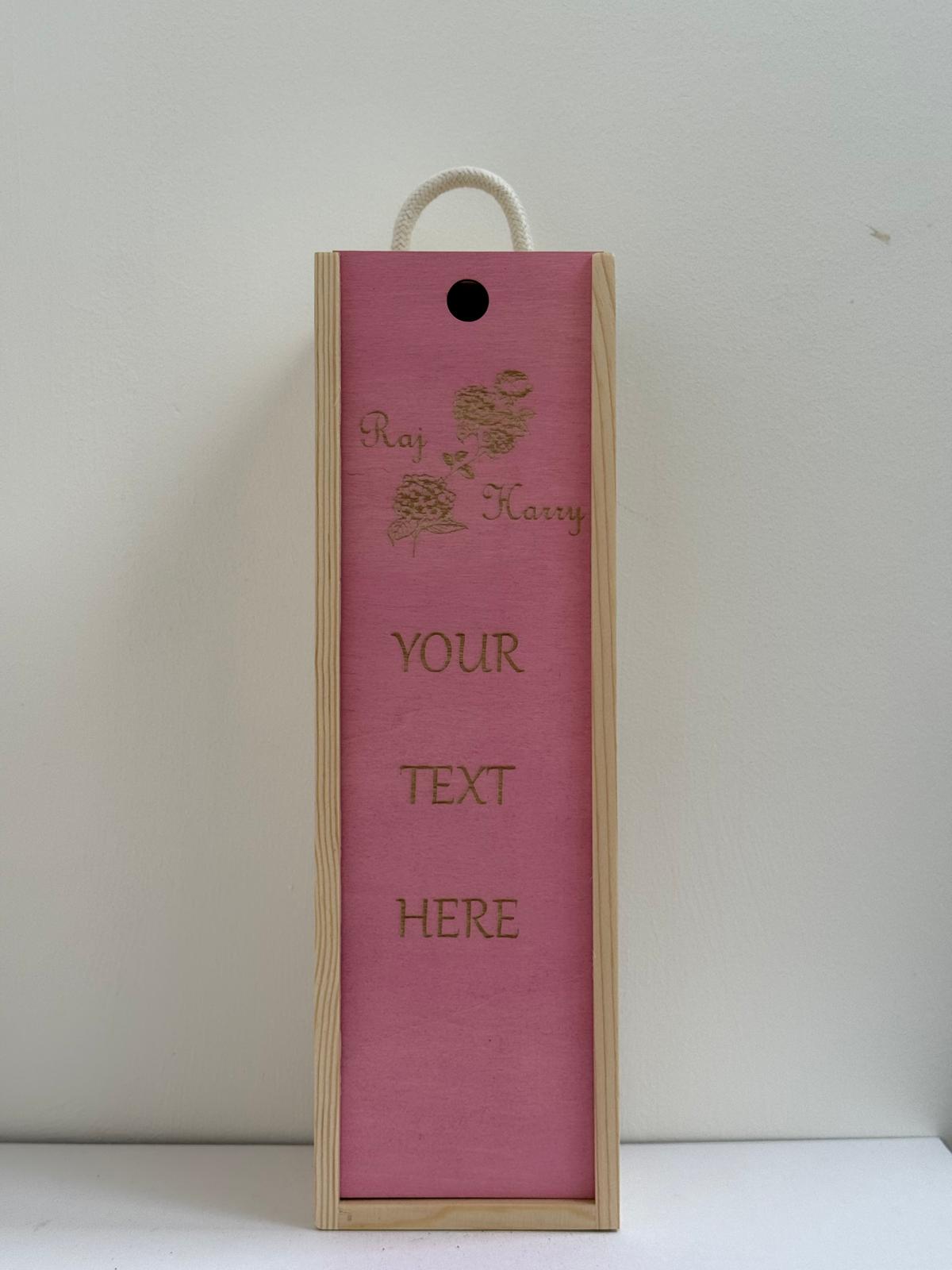 Anniversary - Personalise - Bespoke Bottle Box - Choose from 10 Designs - 6 Colours - Wood and Acrylic
