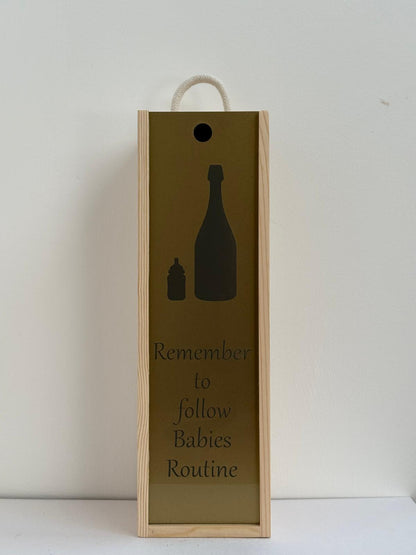Mum, Dad, Baby - Personalise - Bespoke Bottle Box - Choose from 10 Designs - 6 Colours - Wood and Acrylic