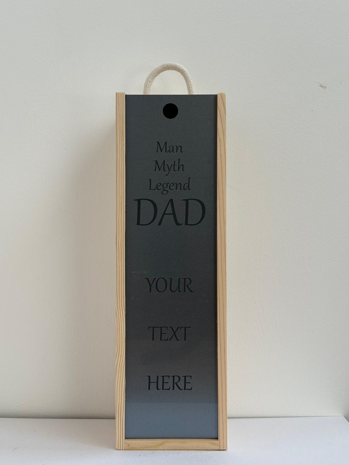 Mum, Dad, Baby - Personalise - Bespoke Bottle Box - Choose from 10 Designs - 6 Colours - Wood and Acrylic