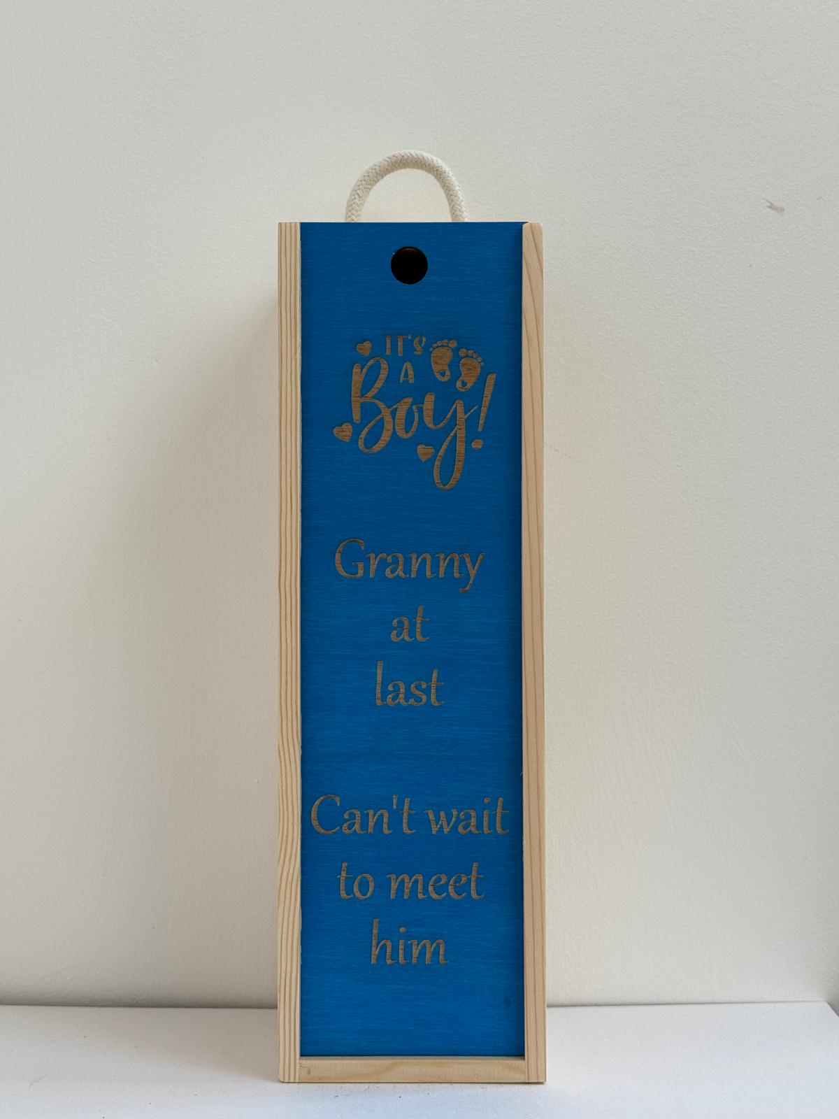 Mum, Dad, Baby - Personalise - Bespoke Bottle Box - Choose from 10 Designs - 6 Colours - Wood and Acrylic
