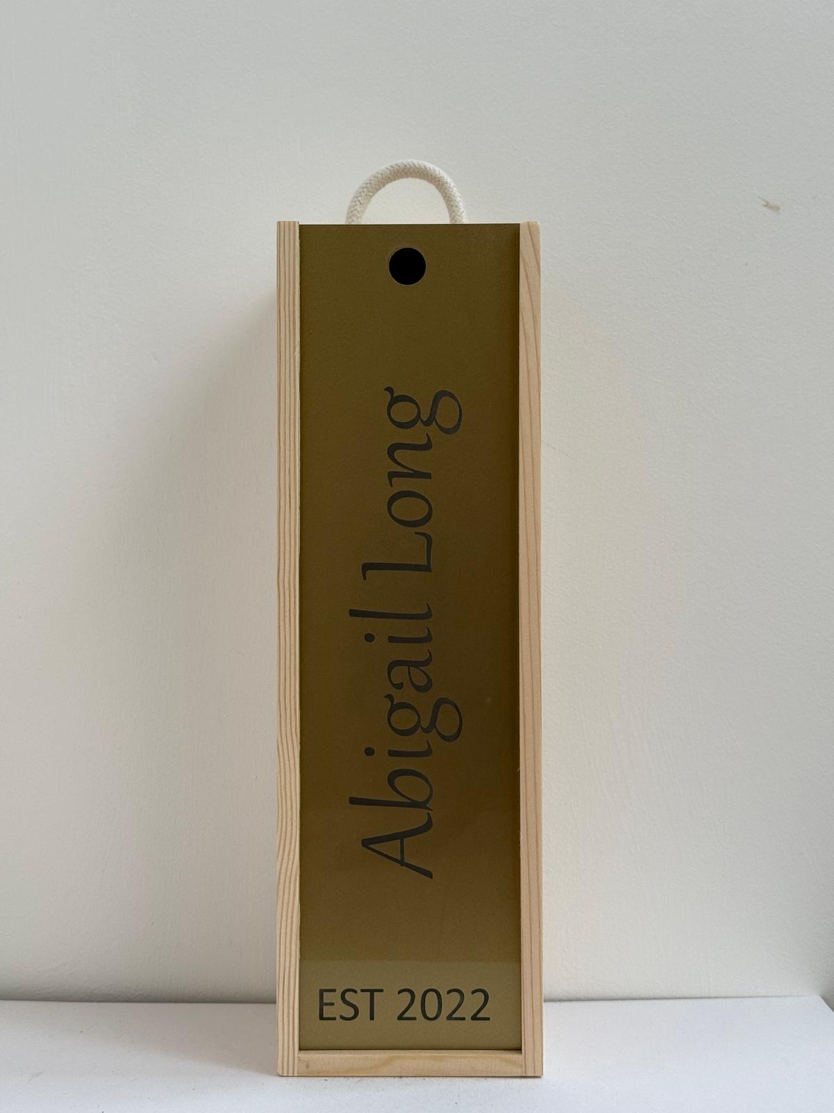 Names & Monogram - Personalise - Bespoke Bottle Box - Choose from 10 Designs - 6 Colours - Wood and Acrylic