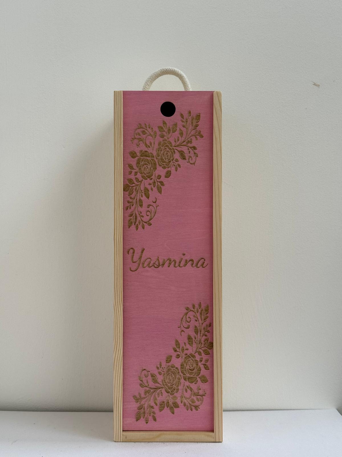 Names & Monogram - Personalise - Bespoke Bottle Box - Choose from 10 Designs - 6 Colours - Wood and Acrylic