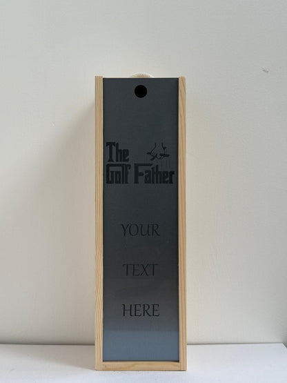 Golf - Personalise - Bespoke Bottle Box - Choose from 10 Designs - 6 Colours - Wood and Acrylic