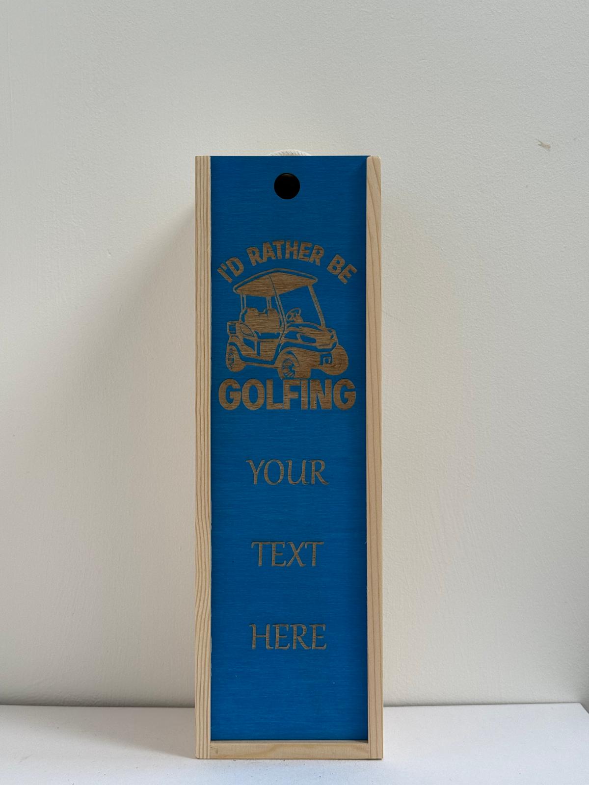 Golf - Personalise - Bespoke Bottle Box - Choose from 10 Designs - 6 Colours - Wood and Acrylic