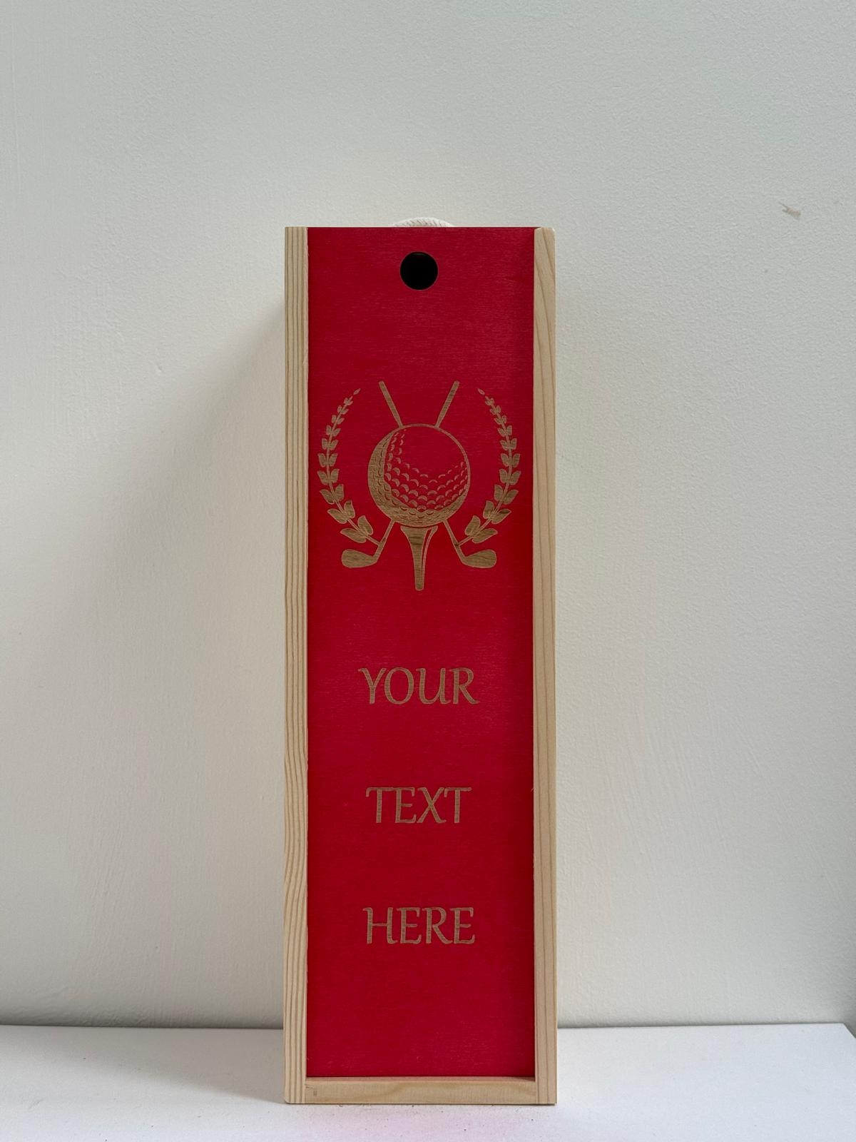 Golf - Personalise - Bespoke Bottle Box - Choose from 10 Designs - 6 Colours - Wood and Acrylic