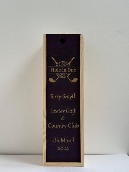 Golf - Personalise - Bespoke Bottle Box - Choose from 10 Designs - 6 Colours - Wood and Acrylic