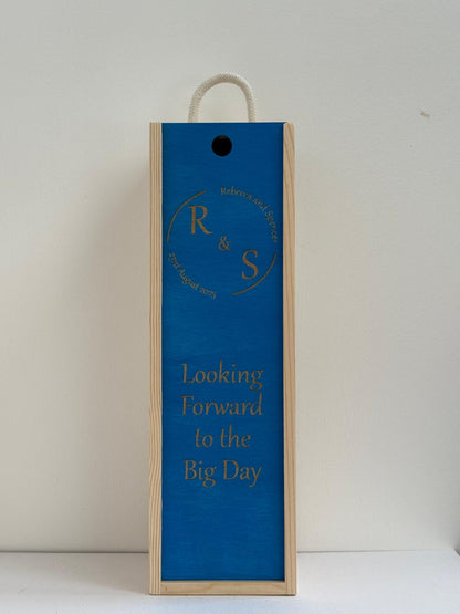 Engagement - Personalise - Bespoke Bottle Box - Choose from 10 Designs - 6 Colours - Wood and Acrylic
