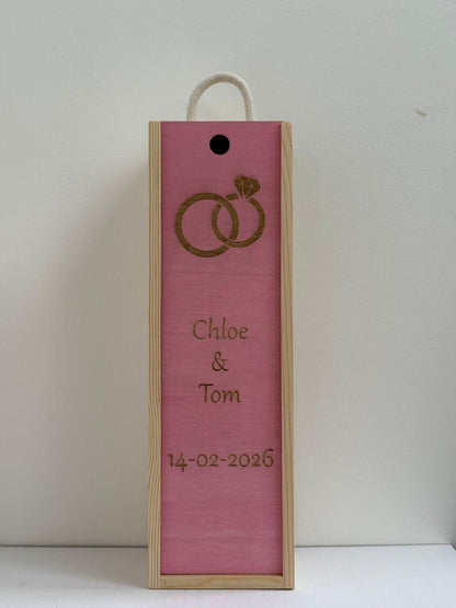 Engagement - Personalise - Bespoke Bottle Box - Choose from 10 Designs - 6 Colours - Wood and Acrylic