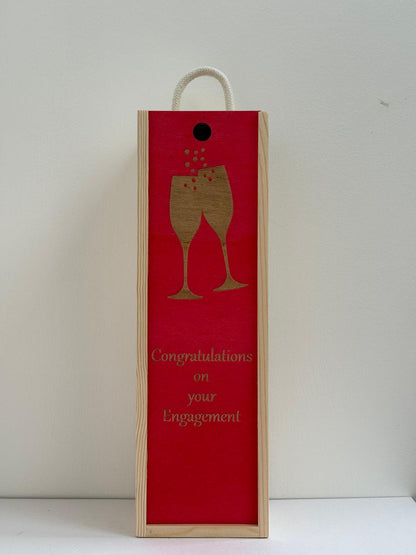 Engagement - Personalise - Bespoke Bottle Box - Choose from 10 Designs - 6 Colours - Wood and Acrylic