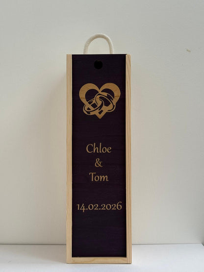 Engagement - Personalise - Bespoke Bottle Box - Choose from 10 Designs - 6 Colours - Wood and Acrylic
