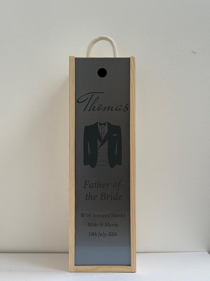 Wedding Gift and Favour - Personalise - Bespoke Bottle Box - Choose from 14 Designs - 6 Colours - Wood and Acrylic