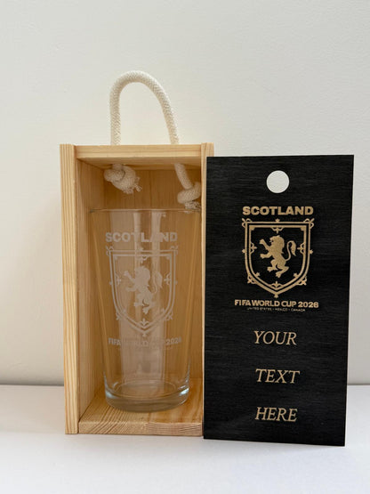 Scotland Football World Cup 2026 engraved pint glass - Presentation Box