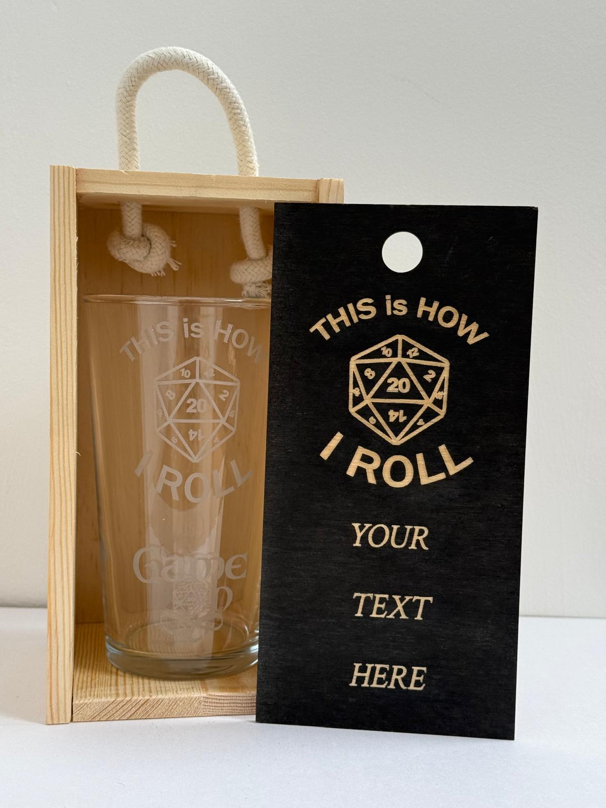 Dungeons and Dragons themed Pint Glass 24 Options - Presentation Box