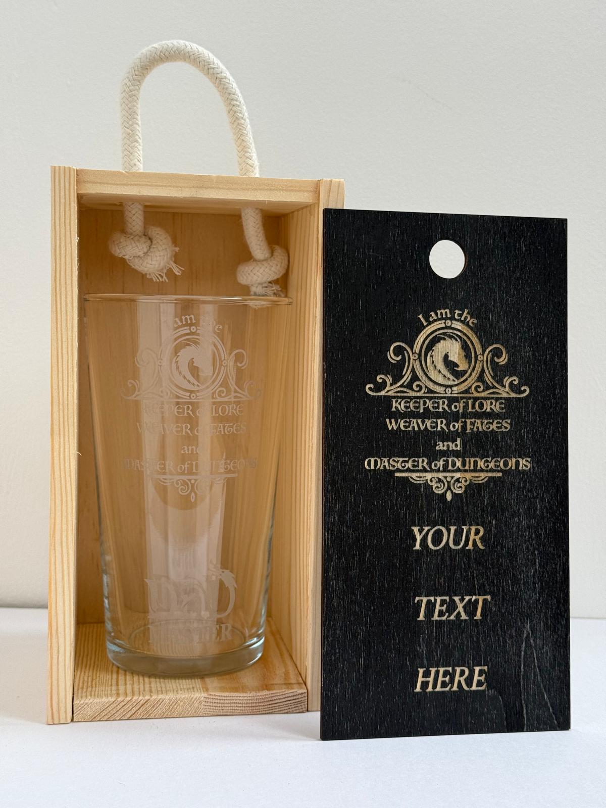 Dungeons and Dragons themed Pint Glass 24 Options - Presentation Box