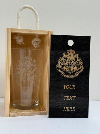 Hogwarts Shield - Harry Potter - Engraved Pint Glass - Presentation Box
