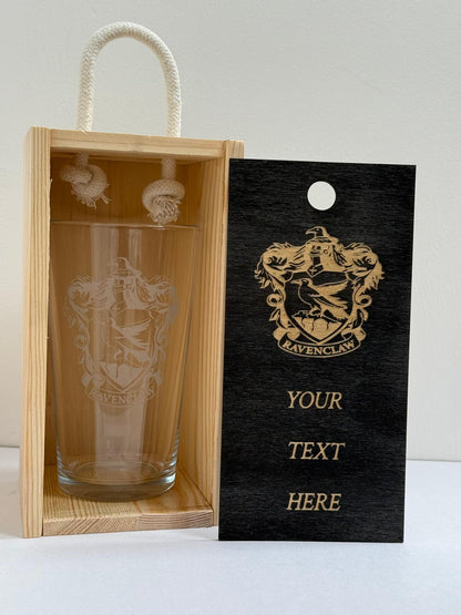 Ravenclaw Shield - Harry Potter - Engraved Pint Glass - Presentation Box