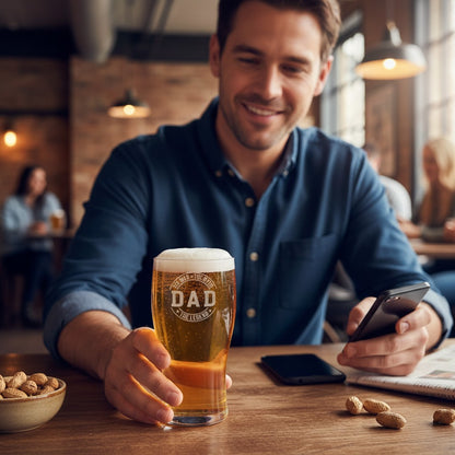 Fathers Day - Man, Myth Legend, DAD - Engraved Pint Glass - Presentation Box