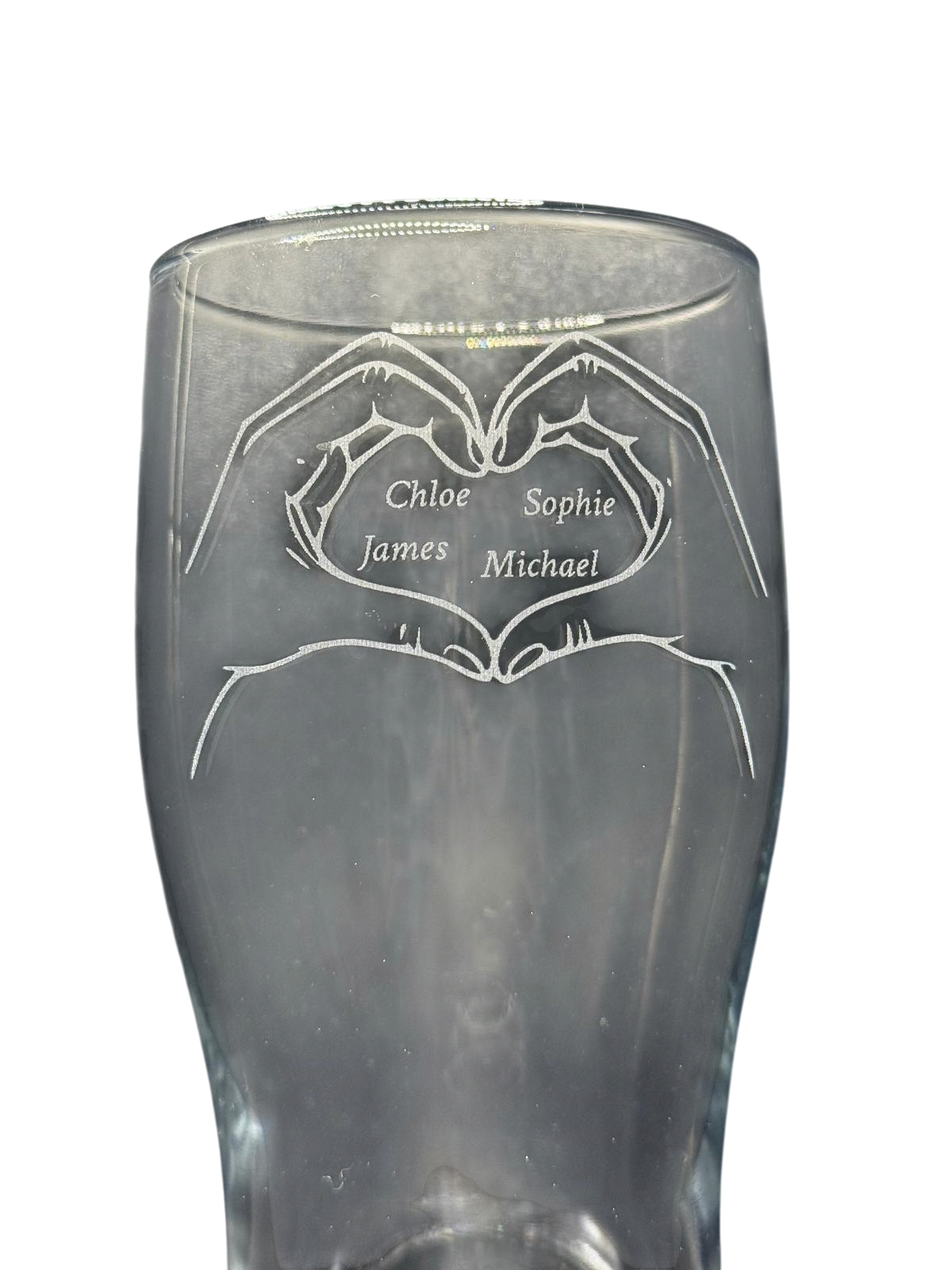 Personalised - Fathers Day - Hand Heart - Engraved Pint Glass - Presentation Box