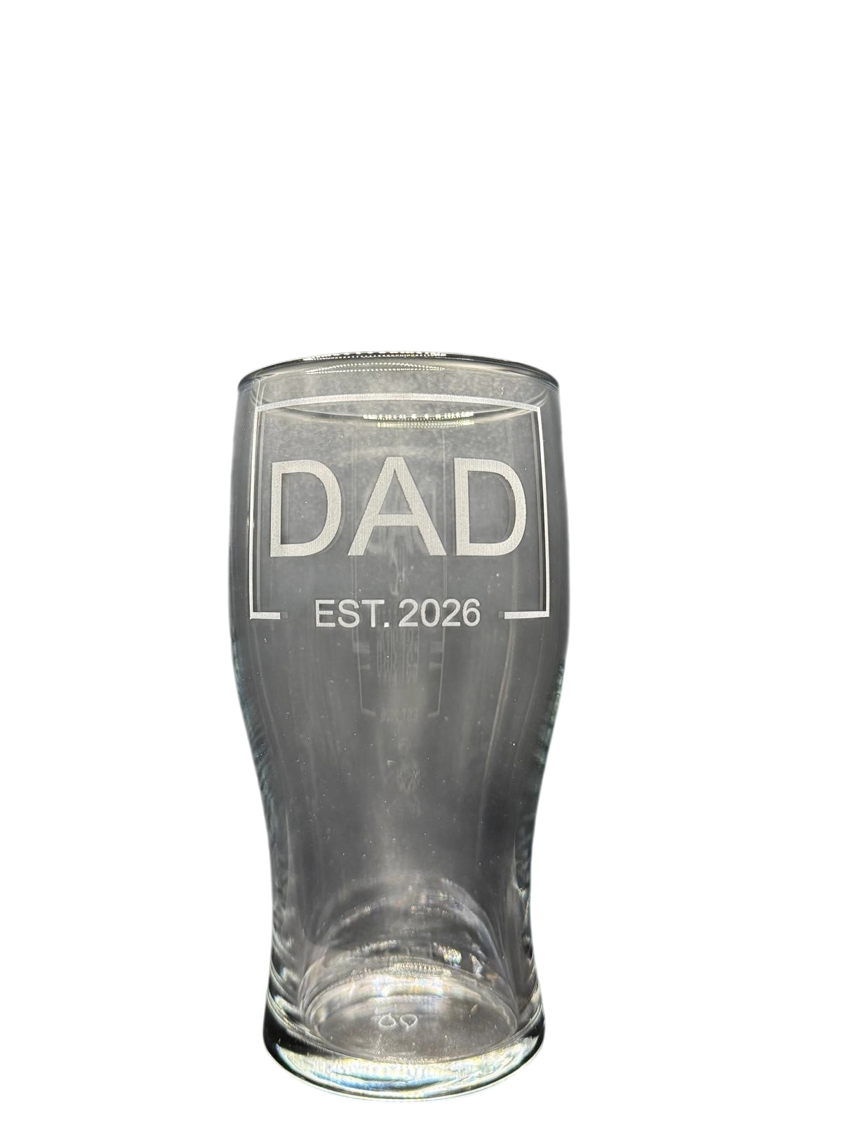 Fathers Day - DAD EST - Engraved Pint Glass - Presentation Box